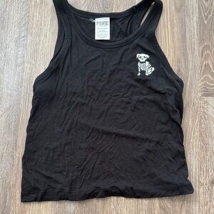 Victoria’s Secret Halloween Black Tank Top with Skeleton Dog Design